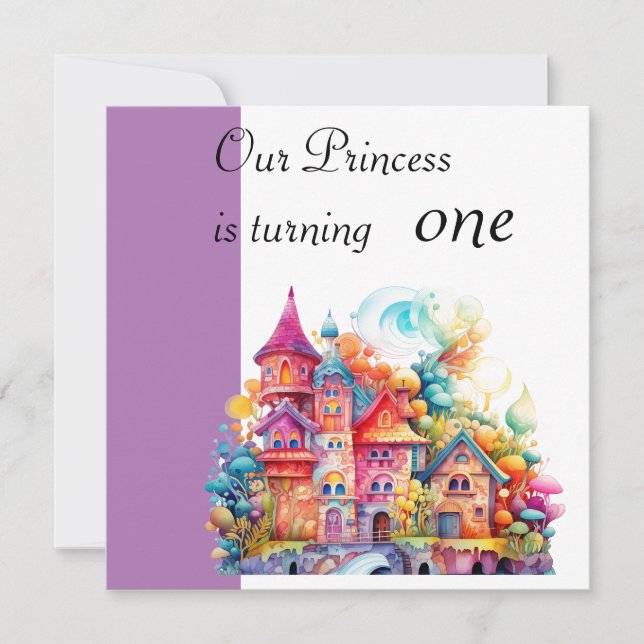 Invitación Edad de Personalizado de Castillo Rosa (Anverso)
