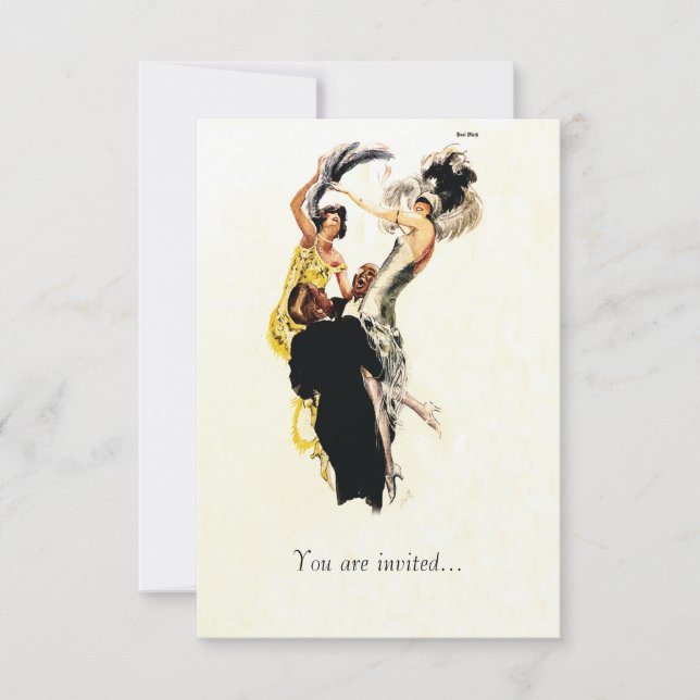 Invitación Edad del jazz de los años 20 del art déco (Anverso)