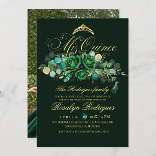 Invitación Edad verde esmeralda Mis Quince cumpleaños 15