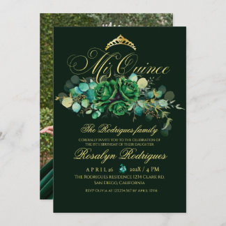 Invitación Edad verde esmeralda Mis Quince cumpleaños 15