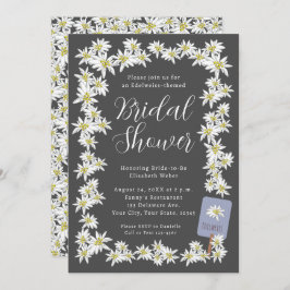 Invitación Edelweiss Moody Charcoal Flor silvestre ducha de n