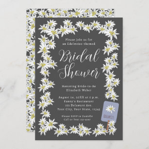 Invitación Edelweiss Moody Charcoal Flor silvestre ducha de n