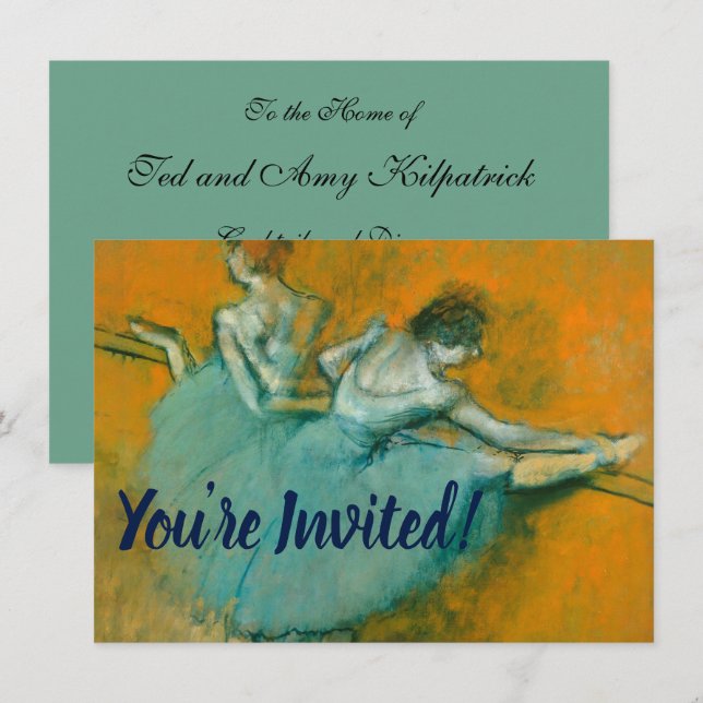 Invitación Edgar Degas Bailarinas en la Barra Impresión: Arte (Anverso / Reverso)