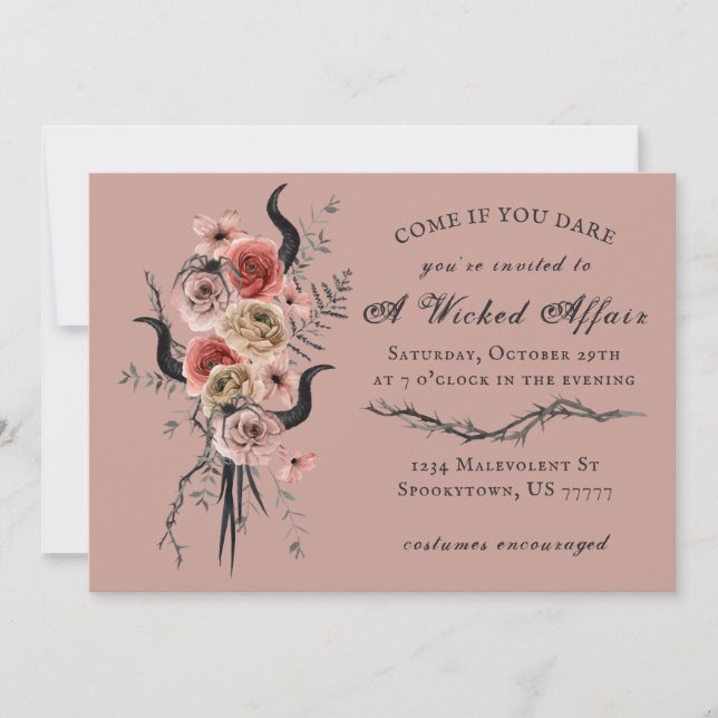 Invitación Edgy Floral Boho Wicks Affair Halloween (Anverso)