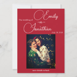Invitación Edición Chic Profundo Rojo Uno Foto Boda