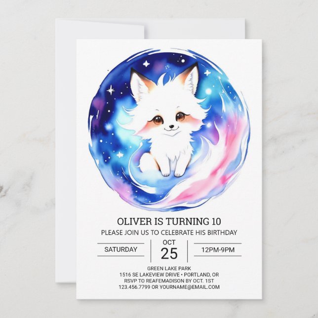 Invitación Edición de cumpleaños de Fox Rustic (Anverso)