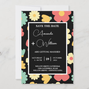 Invitación edición fácil floral moderno Minimalista guardar l