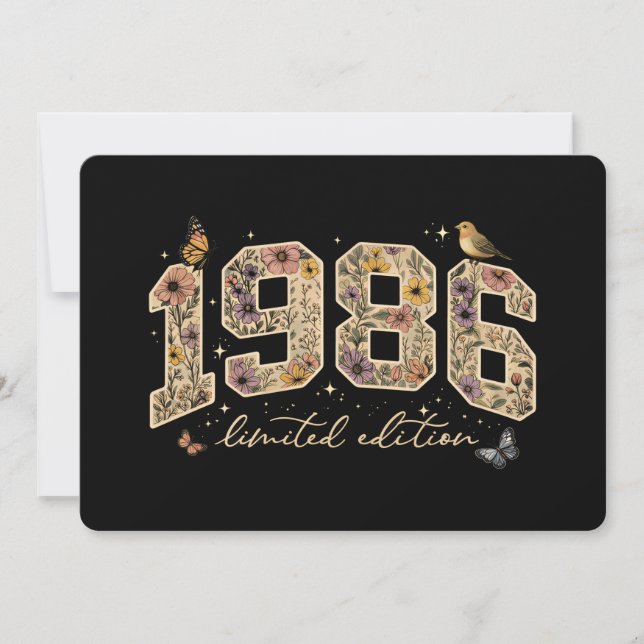 Invitación Edición Limitada Cumpleaños 40 Floral 1986 (Anverso)