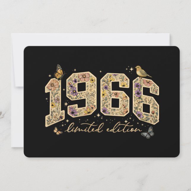 Invitación Edición Limitada Cumpleaños 60 Floral 1966 (Anverso)