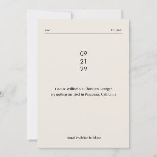 Invitación Edición Minimalista Chic y Audaz para Boda SaveThe