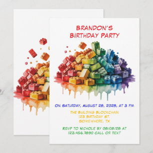 Invitación Edificio colorido bloquea fiesta de cumpleaños del