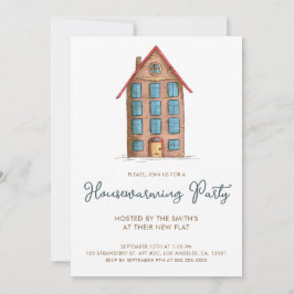 Invitación Edificio de apartamentos Cute Fiesta de calentamie