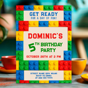 Invitación Edificios coloridos bloques fiesta de cumpleaños p