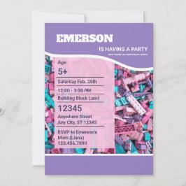 Invitación Edificios de color pastel divertido Cumpleaños