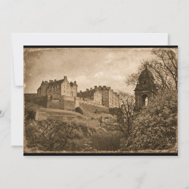 Invitación Edinburgh Castle Sepia Photograph (Anverso)
