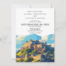 Invitación Edinburgh Scotland Wedting Retro