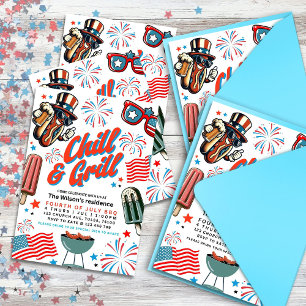 Invitación Editable 4 de julio Chill and Grill BBQ fiesta