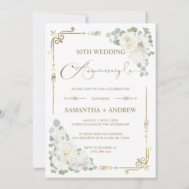 Invitación Editable 50° Aniversario Boda (Anverso)