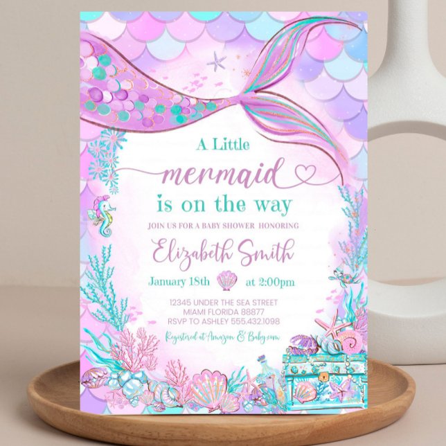 Invitación editable a Baby Shower para sirena bebé (Subido por el creador)