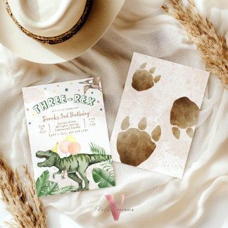 Invitación Editable "AGE" Dinosaurs Trex Wild Birthday