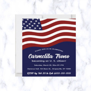 Invitación Editable American Flag Citizenship Fiesta