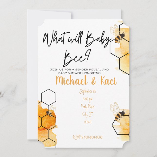 Invitación EDITABLE, baby shower, gender reveal, invitation (Anverso)