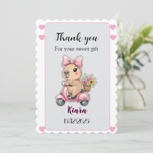 Invitación Editable Baby Shower Thank You Card Cute capybara