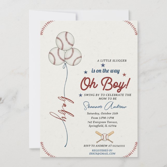 Invitación Editable Baseball Baby Shower Rookie Baby Sprinkle (Anverso)