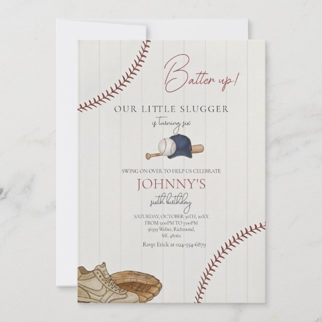 Invitación Editable Baseball Birthday Invitation (Anverso)