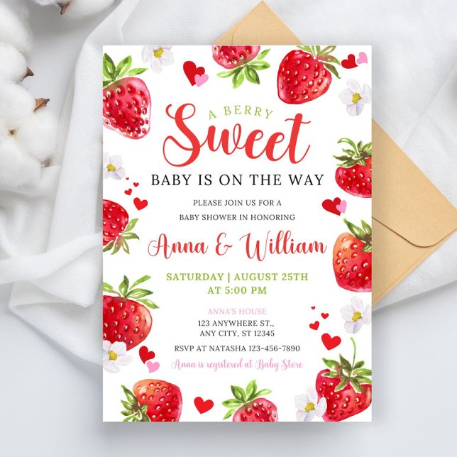 Invitación Editable Berry Sweet Baby Shower Invitation, Blush (Subido por el creador)