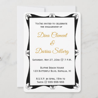 Invitación Editable Black and White Butterfly Frame