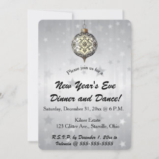 Invitación Editable Black and White Ornament Stars Background