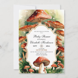Invitación Editable Boho Mushroom Baby Shower