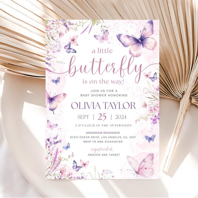 Invitación Editable Butterfly Baby Shower Invitation, Pink (Subido por el creador)