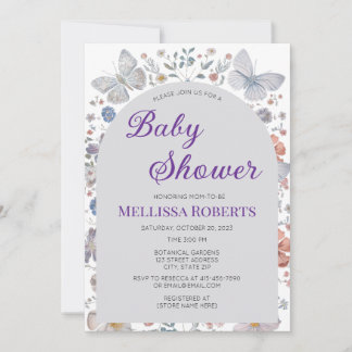 Invitación Editable Butterfly Theme Baby Shower Invitation