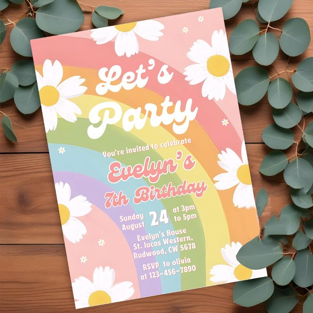 Invitación Editable Chica del partido de cumpleaños arcoiris  (Subido por el creador)