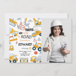 Invitación Editable Cierre de la foto de construcción de carr