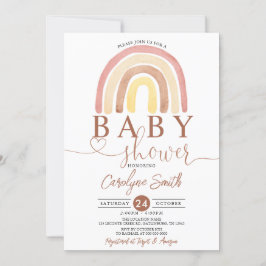 Invitación editable de Baby Shower del Boho Rainbo