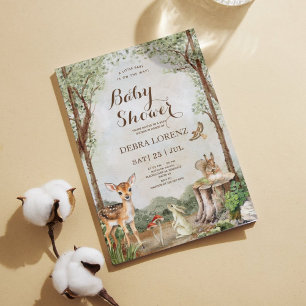 Invitación editable de Baby Shower Forest Garden