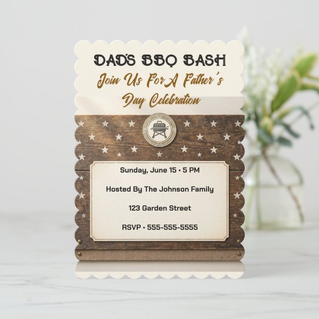 Invitación editable de BBQ del Día del Padre con e (Anverso de pie)