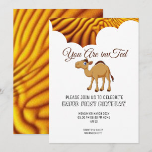 Invitación editable de camello festivo  Niña  Niño