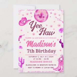 Invitación editable de Cowgirl Disco Fiesta