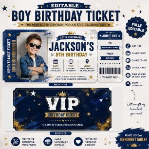 Invitación editable de cumpleaños de niño con foto