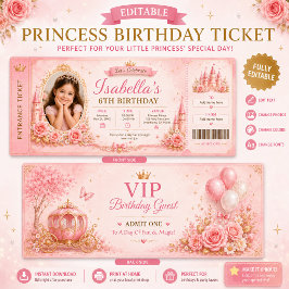 Invitación editable de cumpleaños de princesa en f