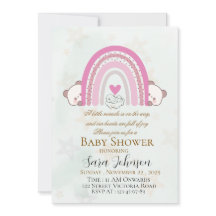 Invitación editable de ducha de bebé arcoíris boho