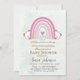 Invitación editable de ducha de bebé arcoíris boho
