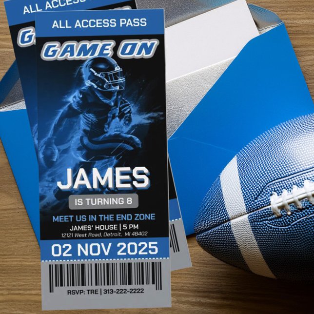 Invitación editable de entrada de fútbol azul (Subido por el creador)