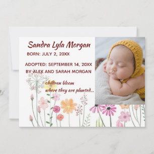 Invitación editable de fotografía de adopción flor