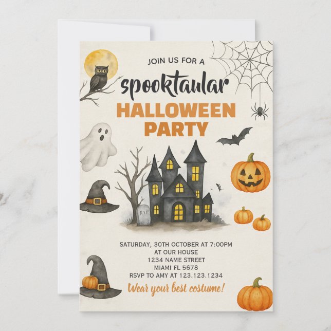 Invitación editable de Halloween de otoño (Anverso)