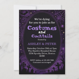 Invitación editable de Halloween Disfraces y Cócte